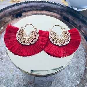 NEW Bohemian Fan Shaped Tassel Earrings Handmade